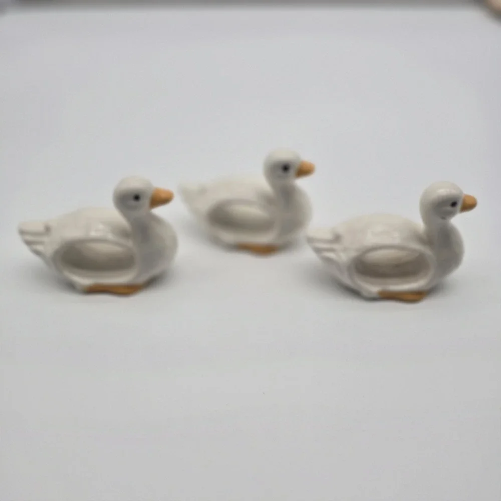 Vintage Handmade Duck Napkin Holders Glazed Ceramic Set‎ of 3